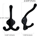 SKOLOO Heavy Duty Black Wall Hooks, Farmhouse Style Cast Iron Hooks, Pack of 5, Ideal for Backpack, Coat, and Towel Hooks - Perfect for Entryway, Mud Room, Closet and Bathroom Storage