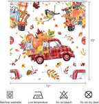 Fall Truck Pumpkin Shower Curtain Autumn Leaves Red Truck Farmhouse Harvest Thanksgiving Bathroom Curtains Waterproof Polyester Fabric Bath Curtain 72 x 72 Inch with 12 Plastic Hooks