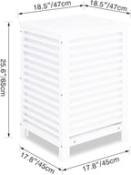 SMIBUY Double Laundry Hamper with Lid, 120L Bamboo Laundry Basket with Removable Liner Bag, 2-Section Clothes Divider Laundry Sorter for Laundry Room, Bathroom, Bedroom (White)