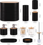 Black Bathroom Set, 25 PCS Bathroom Accessories Set with Shower Curtains, Rugs, Trash Can, Toothbrush Holder, Soap Dispensers, Toothbrush Cup, Vanity Tray, Soap Dish, Toilet Brush, Qtip Holders