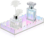 Iridescent Acrylic Bathroom Vanity Tray 7.9",Iridescent Soap Dispenser Decorative Scalloped Tray for Bathroom Kitchen Living Room Decor Colorful Vanity Perfume