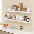 48 Inch Floating Shelves, 9.3" Deep Floating Shelf Wall Mounted, 48" Wall Shelves, Rustic Deep Bookshelf, Large Display Shelves & Storage Shelves for Bedroom, Living Room, White, Set of 1