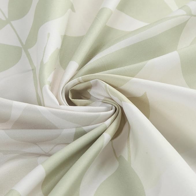 Extra Long Fabric Shower Curtain, Sage Green Plant Leaf Shower Curtains for Bathroom, 72" W x 84" H