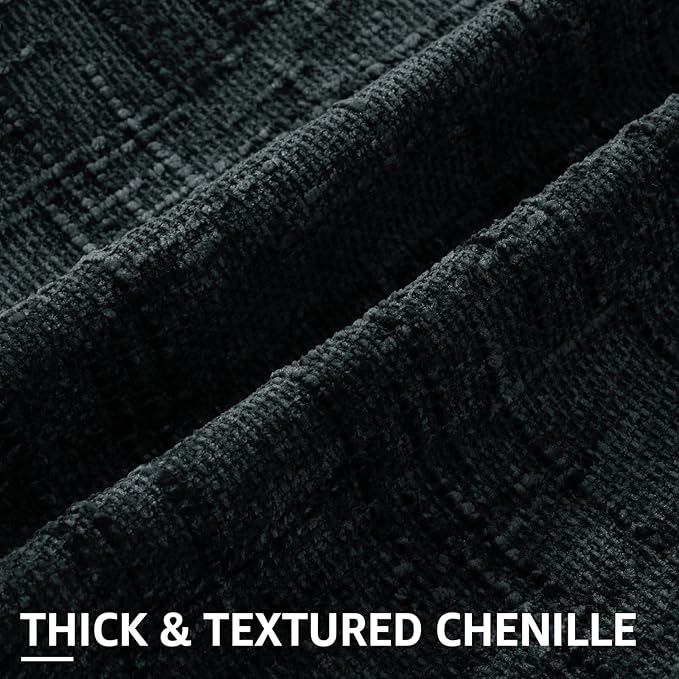 decorUhome Black Chenille Throw Pillow Covers 24x24 Set of 2 Thick Textured Slubby Couch Pillow Covers Farmhouse Accent Modern Neutral Decorative Pillow Cases for Bed Sofa Living Room