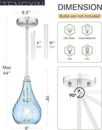 TENGXIN 2 Pack Kitchen Pendant Lighting Over Island 6 Inch,Hanging Pendants Light,Brushed Gold Finished Striped Glass Pendant Light,Farmhouse Pendant Light for Dining Room,Bedroom