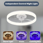 20'' Ceiling Fan with Light, Upgraded Low Profile Fan, Flush Mount Ceiling Fan, 6 Speeds, Dimmable LED, App & Remote Control, Quiet DC Motor, for Bedroom, Living Room, F116 White