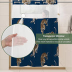 Boho Leopard Cheetah Theme no hook Tropical Forest Wildlife Animal Shower Curtain with Snap in Fabric Liner Set, Detachable Liner,See Through Mesh Top Window,Waterproof Washable 72"W x 74"H