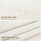 Scalloped Shower Curtain Linen Textured with 12 Metal Hooks Cute Modern Style, Washable Waterproof Cloth Shower Curtains with Black Border for Bathroom Decor Hotel Bathtub, Beige/Cream, 72x72