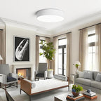 Dimmable LED Flush Mount Close to Ceiling Light Fixture,Living Room Lighting Fixtures,Modern Large Interior Round White Ceiling Lamps for Kitchen Master Bedroom,5CCT 2700K-6000K,15.74 Inch