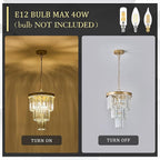 Modern Crystal Pendant Light for Kitchen Island, Mini Gold Crystal Light Fixture Luxury for Dining Room, K9 Ceiling Pendant Light 3 Tiers for Hallway Bedroom Closet