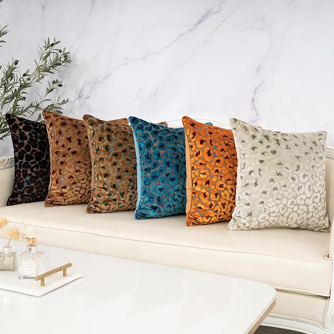 Alerfa Brown Floral Throw Pillow Cover 12 x 20 Inch Cut Velvet Rectange Luxury Decorative Lumbar Pillow Cover for Couch Living Room Bedroom