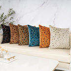 Alerfa Orange Floral Throw Pillow Cover 20 x 20 Inch Cut Velvet Sqaure Luxury Decorative Pillow Cover for Couch Living Room Bedroom