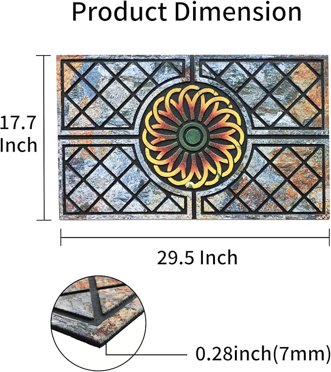 Door Mat Welcome Mat, Heavy Duty Door Mat 17.7 x 29.5 Inch Front Rug Doormat for Outdoor Entrance Home Non-Slip Rubber Rug for Front Door, Outside, Entryway, Patio (Flower)