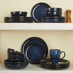 Ceramic Dinnerware Sets, Microwave Safe Plates and Bowls Sets, Kitchen Dishes Set for 4, Unbreakable & Dishwasher Safe Tableware, Everyday Use, Starry Blue