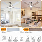 56 inch Ceiling Fans with Lights and Remote/App Control, DC Reversible Motor, Dimmable, Double-Side Blades, 6 Speeds Low Profile Modern Ceiling Fan for Livingroom, Indoor/Outdoor（Nickel）