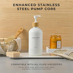 MaisoNovo Glass Hand Soap Dispenser | Dish Soap Dispenser for Kitchen | 16.9oz White Bottles with White Bamboo Pump | Bathroom Lotion Dispenser