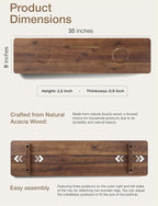 Tinamo 35”L Wooden Bathtub Tray, Bathtub Caddy Tray For Tub with Tablet Slot & Wine Holder - Acacia Bath Tray For Tub, Bath Table - Bathtub Tray Table with Adjustable Legs (Walnut color, 35"x 9"x2.5")