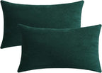 Jeneoo Decorative Hunter Green Throw Pillow Covers Soft Rectange Chenille Comfy Cushion Couch Cases for Home Sofa Decor (Set of 2, 12 x 20 Inches)