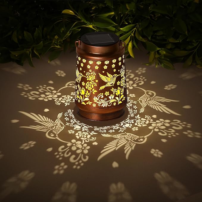 Hummingbird Solar Lanterns Outdoor Waterproof Garden Decor Mothers Day Gifts for Mom Women Birthday Gifts Ideas Metal Bird Decorative LED for Patio Pathway Landscape Walkway Terrace Balcony Lawn Yard