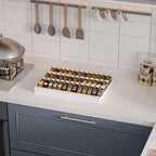 Expandable Metal Spice Drawer Organizer,3-Tier Slanted Seasoning Jars Tray for Kitchen Cabinet Drawers Insert/Countertop (Jars not included)-3Tier,2packs/White