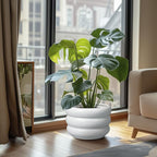 SQOWL Ceramic Planter Pot - 10 Inch Plant Pot with Drainage Hole Large Planter for Indoor Plants Outdoor Flower Pot Decorative Plant Pot for Garden Bathroom Decor White