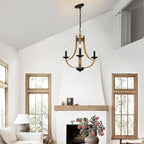 Farmhouse Chandelier for Dining Room 3-Light 19" Wide Adjustable Kitchen Island Pendant Lighting, Rustic Hanging Light Fixture for Entryway Foyer Bedroom Living Room,