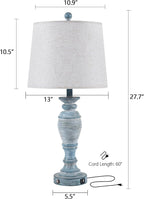 27.7" Table Lamps for Living Room Set of 2, 3 Way Dimmable Touch Lamps for Bedrooms with Dual USB Ports, Farmhouse Lamps for Nightstand,2 Bulbs Included