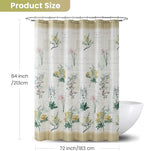 Extra Long Fabric Shower Curtain, Country Vintage Floral Shower Curtain, Gold and Green Flower Shower Curtains for Bathroom, Waterproof Bathroom Curtains, 72" W x 84" H