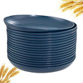 Supernal 16pcs Dark Blue Wheat Straw Plates,Deep Dinner Plates Set,Premium Reusable Plastic Plates,Unbreakable Party Plates,Dishwasher & Microwave Safe for Camping, Picnic