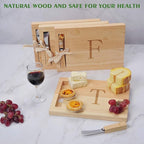 Miicol Wood Charcuterie Board, Monogram Cheese Board 10 Inch, Personalized Initial Cutting Board with Spreader, Unique Housewarming Gift, Ideal for Kitchen, Home, Letter T