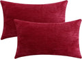Jeneoo Bright Red Decorative Throw Pillow Covers Soft Chenille Comfy Lumbar Couch Cushion Cover Decor (Set of 2, 12 x 20 Inches)