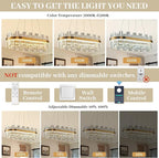 39.3" Dimmable Rectangle LED Crystal Chandeliers,Gold Chandelier Light, 3 Colors Contemporary Pendant Ceiling Light for Dining Room Living Room Kitchen Island Entryway Foyer,with Remote Control