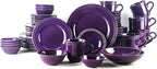 Pearl Dots Stoneware Dinnerware Set (Purple, 56pc Set)