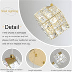 1-Light Modern Gold Pendant Light Fixtures for Kitchen Island Small Hanging Crystal Chandelier for Bedroom Entryway Living Room Foyer Hallway LED Dimmable Chandeliers for Dining Room