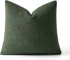 MIULEE Textured Boucle Throw Pillow Cover Christmas Dark Green Accent Solid Eruo Sham Pillow Case Decorative Soft Pack of 1 Couch Cushion Chair Sofa Bedroom Livingroom Home Decor,24x24 Inch