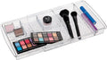 mDesign Expandable Makeup Organizer for Bathroom Drawers, Vanities, Countertops: Organize Makeup Brushes, Eyeshadow Palettes, Lipstick, Lip Gloss, Blush, Concealer - Adjustable Width - Clear