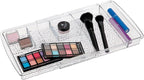 mDesign Expandable Makeup Organizer for Bathroom Drawers, Vanities, Countertops: Organize Makeup Brushes, Eyeshadow Palettes, Lipstick, Lip Gloss, Blush, Concealer - Adjustable Width - Clear