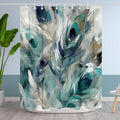 Vintage Peacock Feathers Theme Bathroom Bathtubs Fabric Shower Curtain Modern Watercolor Peafowl Feather Shower Curtain Set with 6 Hooks 60x72 inch Polyester Machine Washable, Blue Grey and White
