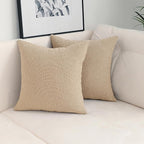 Jeneoo Khaki Decorative Square Thick Throw Pillow Covers Fine Textured Boucle Couch Cushion Cases for Sofa Decor, Set of 2, 18 x 18 Inch