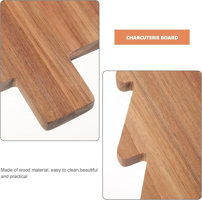 iplusmile Christmas Tree Cutting Board for Kitchen - Acacia Wood Charcuterie Board Platter Wine Holder - Tree Shaped Holiday Decor Block Cheese Serving Tray for Vegetables Fruit Salad Snack