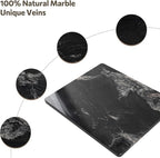 Natural Black Marble Cutting Board For Kitchen, 16 x 20 Inch Marble Slab Granite Cutting Board With Non-Slip Feet For Baking, Cheese, Chocolate, Black White Veins