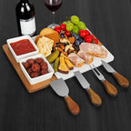Marble Charcuterie Board, Charcuterie Boards, Cheese Boards, 13" Wood - Marble Cheese Board Set for House Warming Gifts New Home, Couples 2025, Bridal Shower, Hostess Gifts for Couple