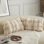 MANDIOO Pack of 2 Thick Plush Wool Decorative Throw Pillow Covers Super Soft Wave Bubble Fur Velvet Cushion Covers Pillow Shams for Couch Bed Living Room 12x20 Inch White Beige