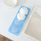 Silicone Dish Drying Mat for Multiple Usage,Easy clean,Eco-friendly,Heat-resistant Silicone Mat for Kitchen Counter,Sink,Bar,Bottle,or Cup Light Blue M 17 inches x 6 inches