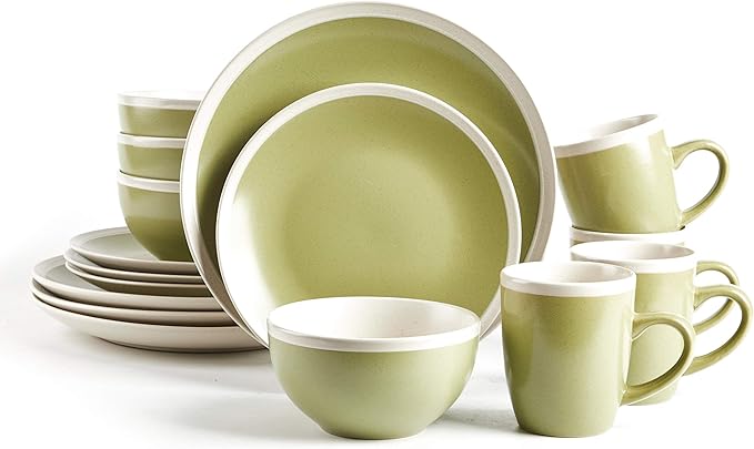 Rock Ridge Speckled Stoneware Dinnerware Set (16pc Set, Beryl and Ivory)