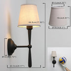 Yosoan Linen Shade Bedside Vanity Wall Sconce Set of 2, Vintage Industrial Hardwired Boho Indoor Wall Mounted with Funnel Textile for Bedroom Stairwell Hallway Bathroom(Black)