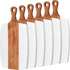 Zubebe 6 Pcs Marble and Wood Cutting Board Acacia Wooden Marble Serving Tray with Handle Charcuterie Chopping Board for Kitchen Christmas Wedding Bridal Shower Gift(17 Inches x 10 Inches)