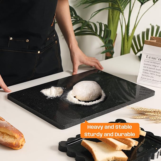 Granite Cutting Board 12x16 Inch, Marble Slab Pastry Board With Non-Slip Feet For Baking, Cheese, Charcuterie, Chocolate