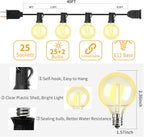 40FT LED Outdoor String Lights Waterproof, G40 LED Globe Outdoor Lights for Patio with 27 Edison Vintage Shatterproof Bulbs, Connectable Backyard Lights for Garden, Bistro, Porch, Cafe