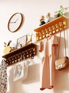 Wall Mounted Piano Key Hanger | Flip Style Hook | Entrance Wall Art Hook, Made of Oak Wood (3 Times Painted, 4 Times Polished) (Tray Beech, 8Hooks)